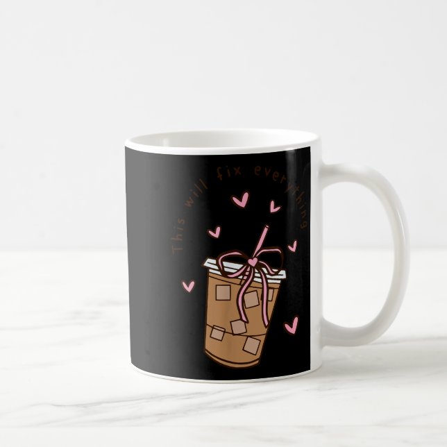 Iced Coffee Quote Saying Sarcastic Nk Girly Bow He Coffee Mug (Right)