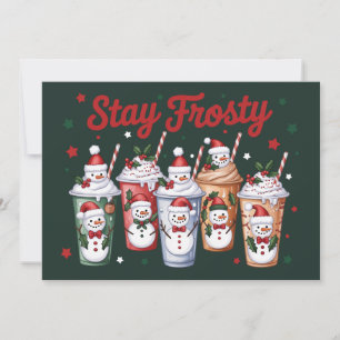 Iced Coffee Stay Frosty Christmas Snowman Xmas Holiday Card