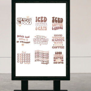 Iced Coffee Stickers pack retro groovy