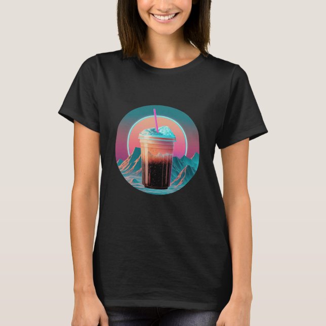 Iced Coffee Synthwave 80s Retrowave Aesthetic  1 T-Shirt (Front)