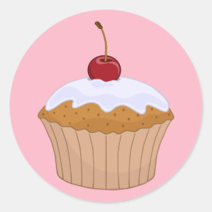 Iced Cupcake Cherry On Top Classic Round Sticker