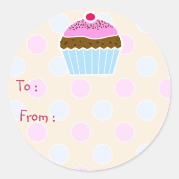 Iced Cupcake Gift Tag Sticker by lilpumpkinhouse at Zazzle