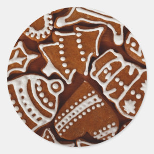 Iced, Cut Out, Gingerbread Christmas Cookies Classic Round Sticker