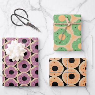 Iced Donuts Halloween Sprinkles Orange Green Black Wrapping Paper Sheets