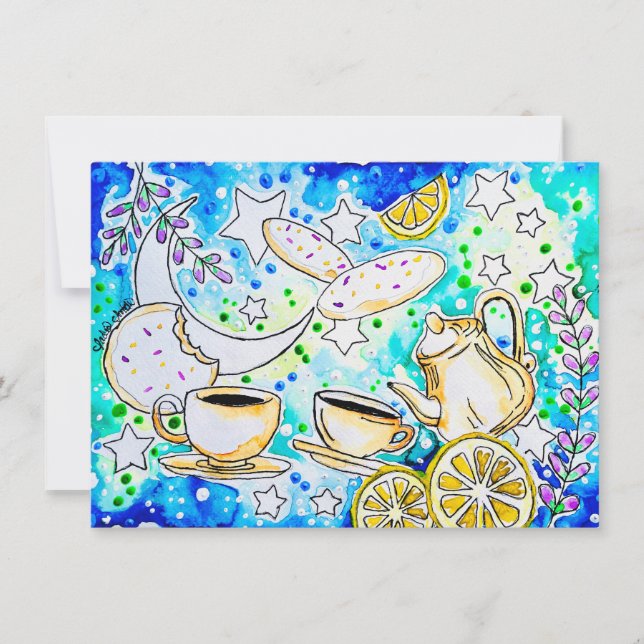 iced lemon lavender cookie & coffee note card (Front)