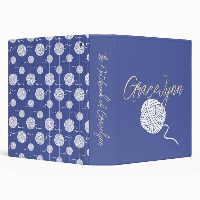  Iced Lemon Yarn Ball String Pattern 3 Ring Binder (Background)