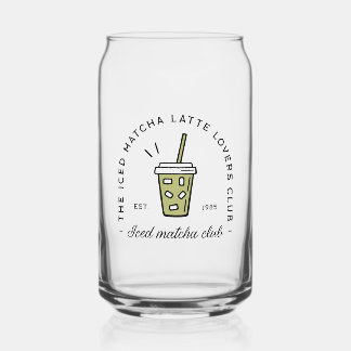 Iced matcha latte lovers club aesthetic can glass