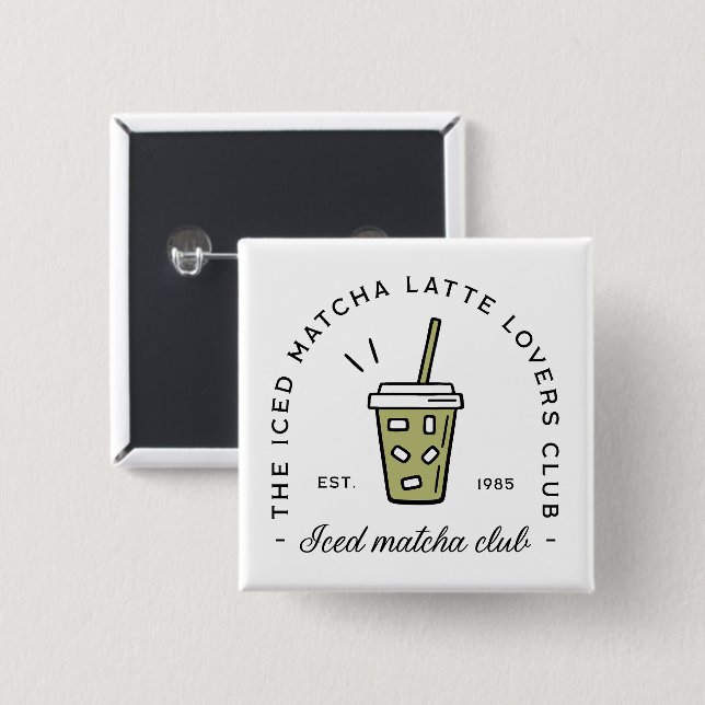 Iced matcha latte lovers club button (Front & Back)