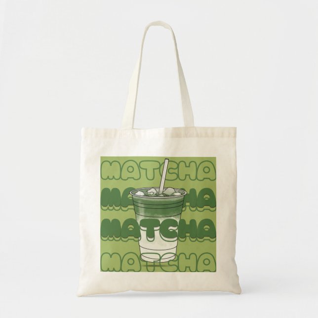 Iced Matcha Lover Tote Bag – Trendy Green Tea Aest (Front)