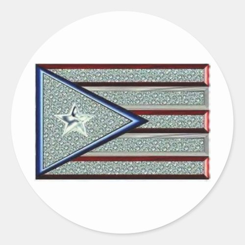 Iced Out Puerto Rican Flag Classic Round Sticker