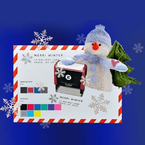 Iced Snowflake Winter Holiday Return Address  Self_inking Stamp