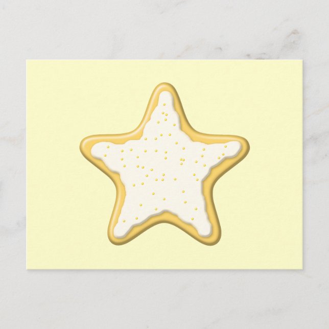 Iced Star Cookie. Yellow and Cream. Postcard (Front)