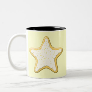 Iced Star Cookie. Yellow and Cream. Two-Tone Coffee Mug