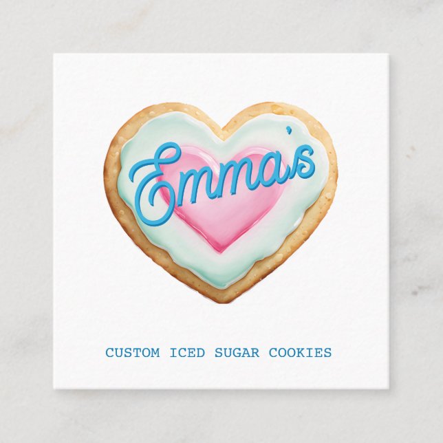 iced sugar cookie bakery logo small business square business card (Front)