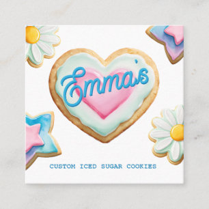 iced sugar cookie bakery logo small business square business card