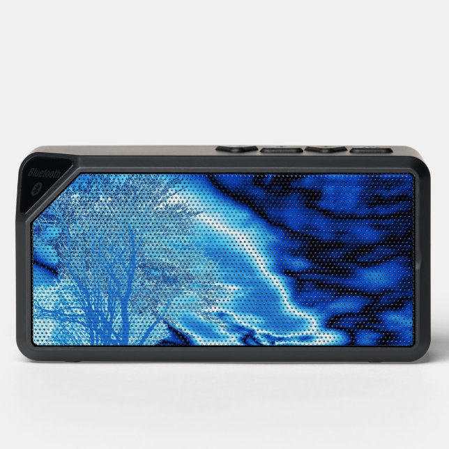 Iced Winter Tree Cobalt Blue Sky Bluetooth Speaker (Front)