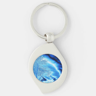 Iced Winter Tree in Cobalt Blue Sky Keychain
