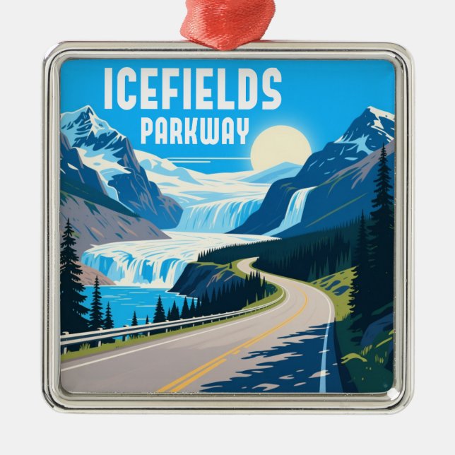 Icefields Parkway Alberta Canada Landscape Metal Ornament (Front)