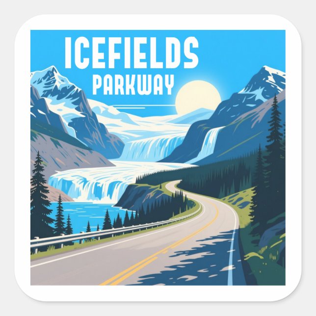Icefields Parkway Alberta Canada Landscape Square Sticker (Front)