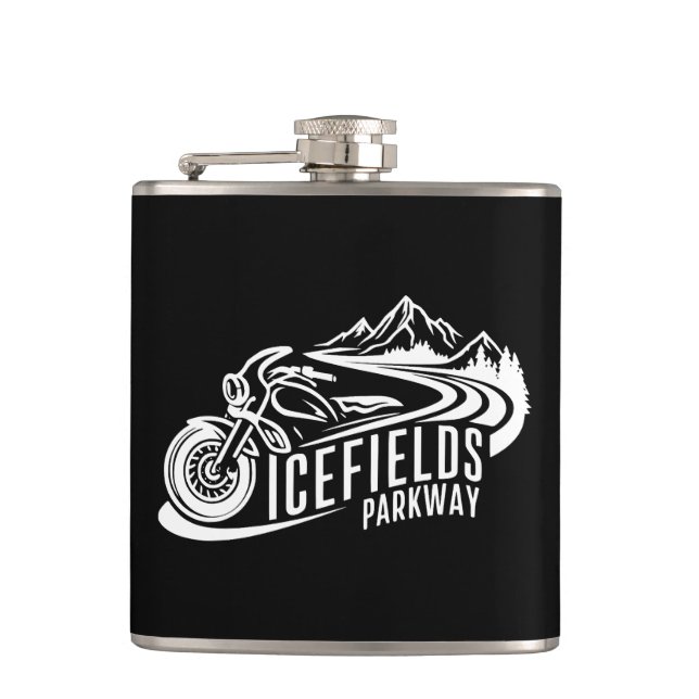 Icefields Parkway Alberta Canada Motorcycle Flask (Front)