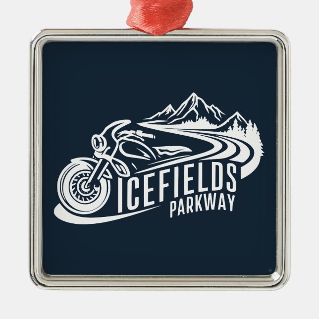 Icefields Parkway Alberta Canada Motorcycle Metal Ornament (Front)