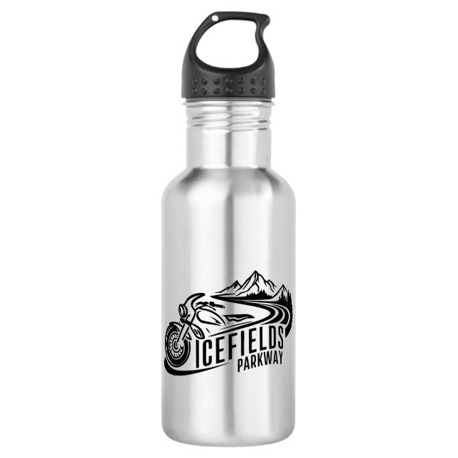 Icefields Parkway Alberta Canada Motorcycle Stainless Steel Water Bottle (Front)