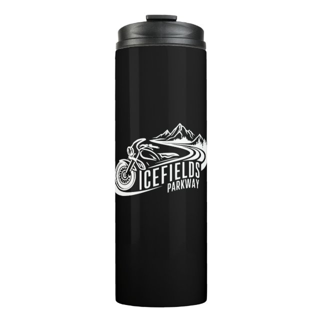 Icefields Parkway Alberta Canada Motorcycle Thermal Tumbler (Front)