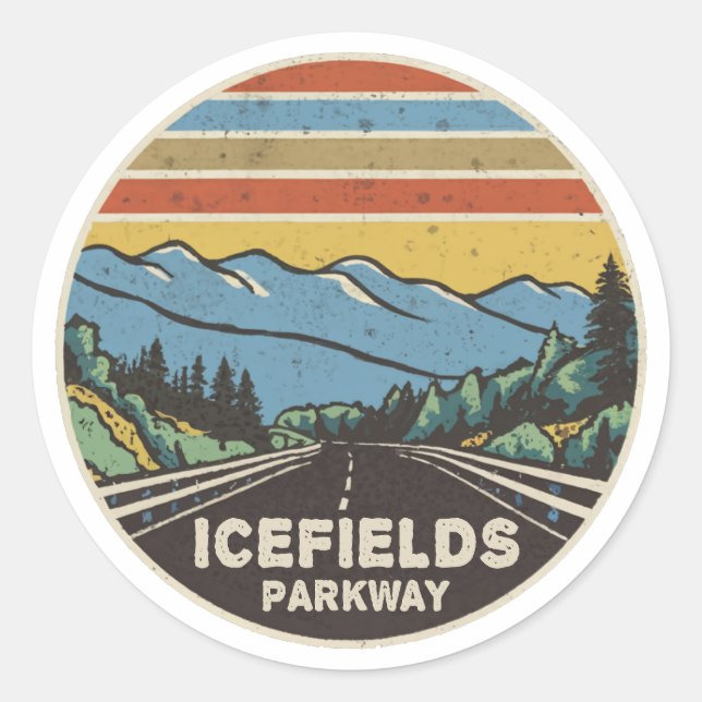 Icefields Parkway Alberta Canada Mountains Classic Round Sticker (Front)