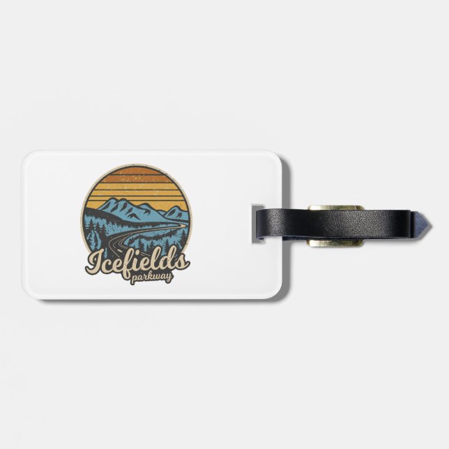 Icefields Parkway Alberta Canada Retro Luggage Tag (Back Horizontal)