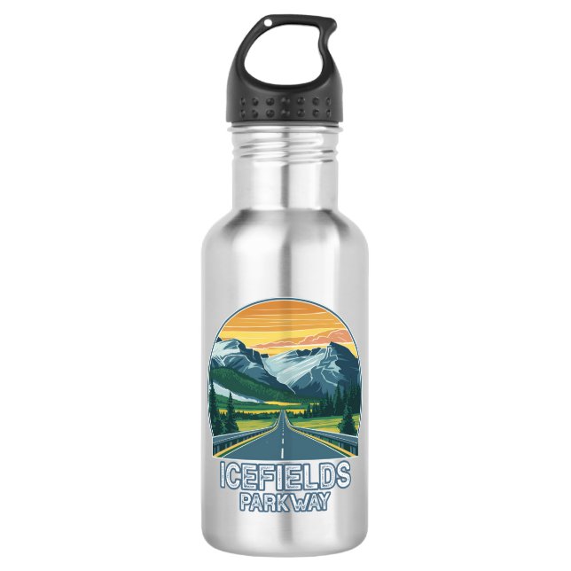Icefields Parkway Alberta Canada Vista Stainless Steel Water Bottle (Front)
