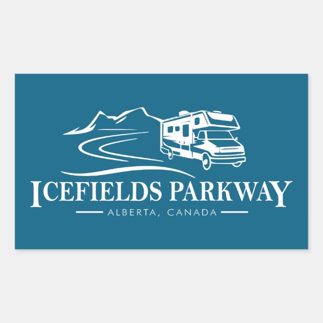 Icefields Parkway Alberta Recreational Vehicle Rectangular Sticker (Front)