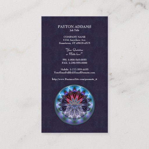 Customizable IceFire Mandala Vertical Business Card
