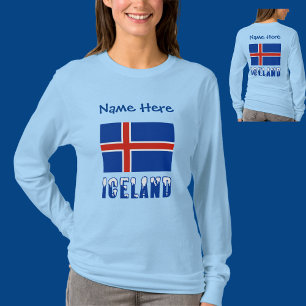 Iceland and Icelandic Flag Blue Personalization T-Shirt