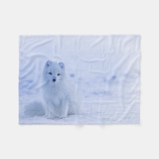 Iceland Arctic Fox Fleece Blanket (Front (Horizontal))