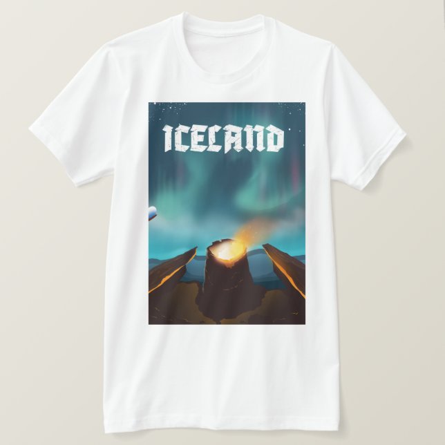 Iceland aurora borealis Travel poster T-Shirt (Design Front)