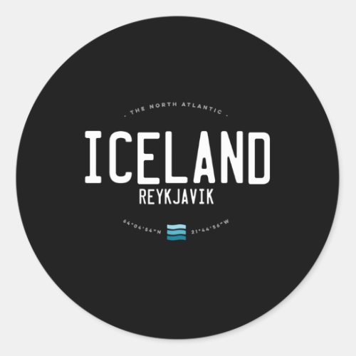 Iceland Beach Waves Classic Round Sticker