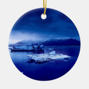 Iceland Blue Landscape Ceramic Ornament
