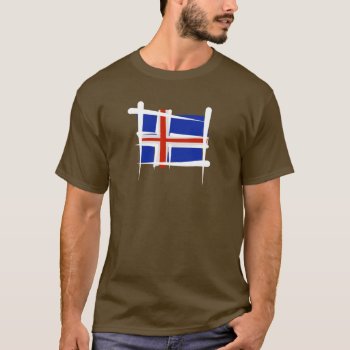 Iceland Brush Flag T-shirt by representshop at Zazzle