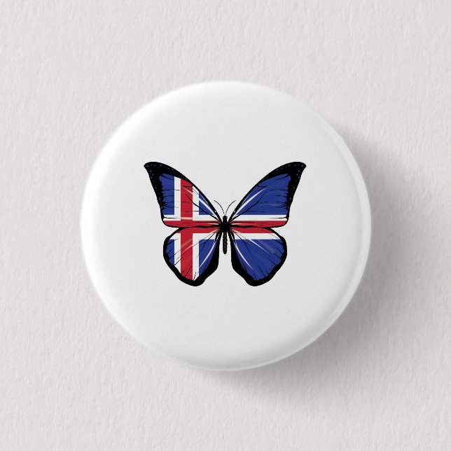 Iceland Butterfly Flag Button (Front)