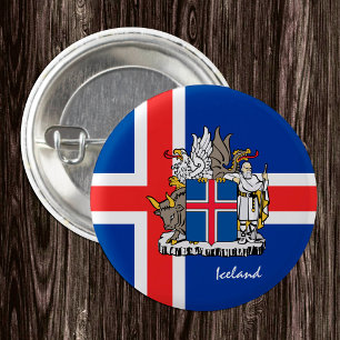 Iceland button, patriotic Icelandic Flag fashion Button