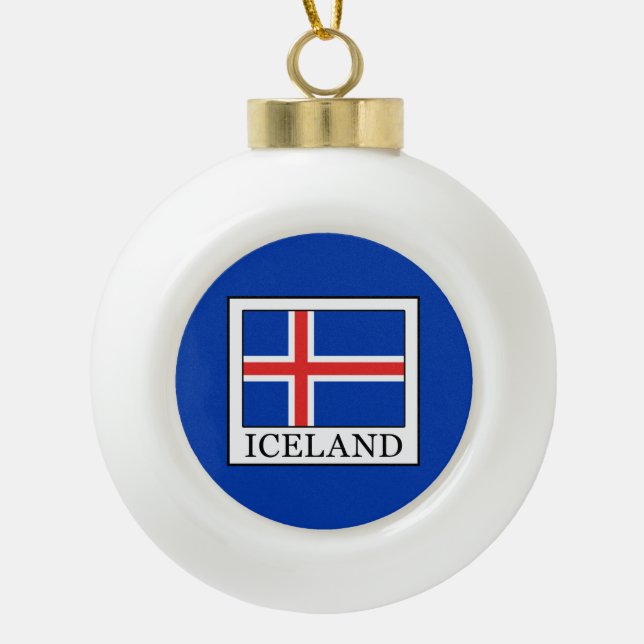Iceland Ceramic Ball Christmas Ornament (Front)