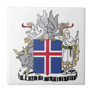 Iceland country coat arms symbol emblem flag ceramic tile