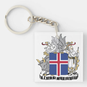 Iceland country coat arms symbol emblem flag keychain