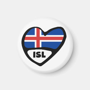 Iceland Country Code Flag Heart, ISL Magnet