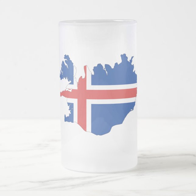 Iceland country flag frosted glass beer mug (Center)