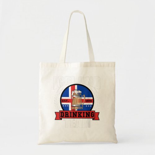 Iceland Drinking Team Funny Icelandic Flag Beer Pa Tote Bag