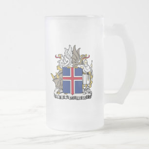 iceland emblem frosted glass beer mug