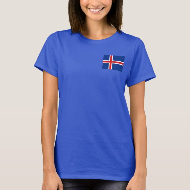 Iceland Flag and Map dk T-Shirt (Front)