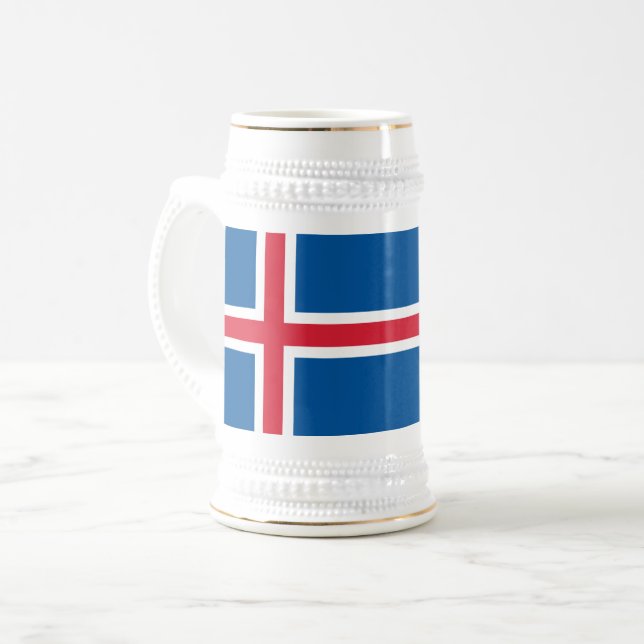 Iceland Flag Beer Stein (Front Left)