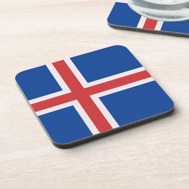 Iceland flag beverage coaster (Left Side)